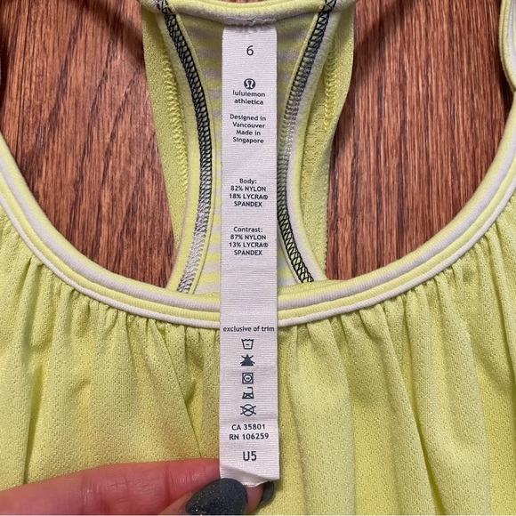 Lululemon No Limits Tank Slope Stripe Polar Cream Clarity Yellow top size 6 - Picture 12 of 14